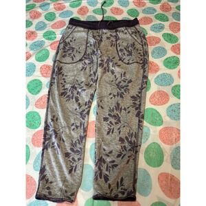 Live Love Lounge Karen Neuburger Gray‎ Purple Floral Jogger Pajama Pants Small